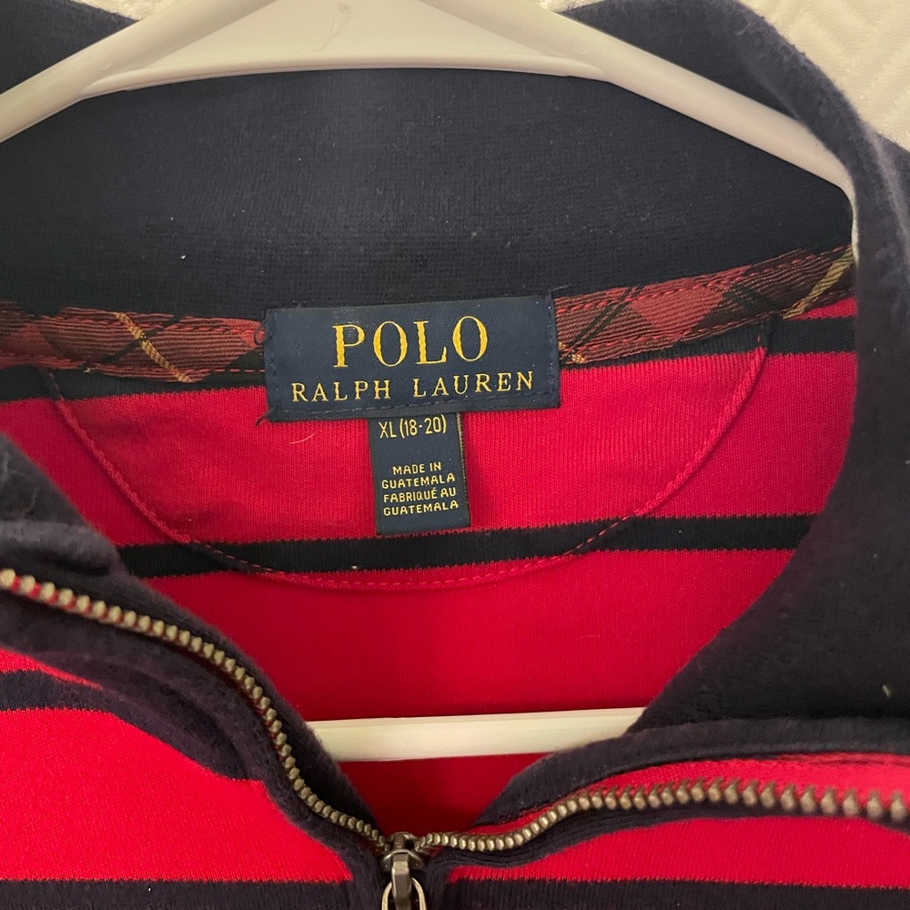 Polo by Ralph Lauren Red and Blue 1/4 Zip Sweater Boys XL 18-20 - Picture 4 of 4
